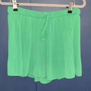 Vibrant Green Pleated Shorts